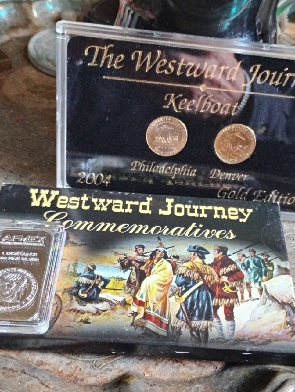 Westward Journey Commemoratives Coin Set - Black & Gold Display& AMPEX SilverBar